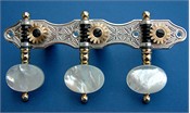 L179: Hauser style engraved sterling silver side plates, light mop oval buttons
